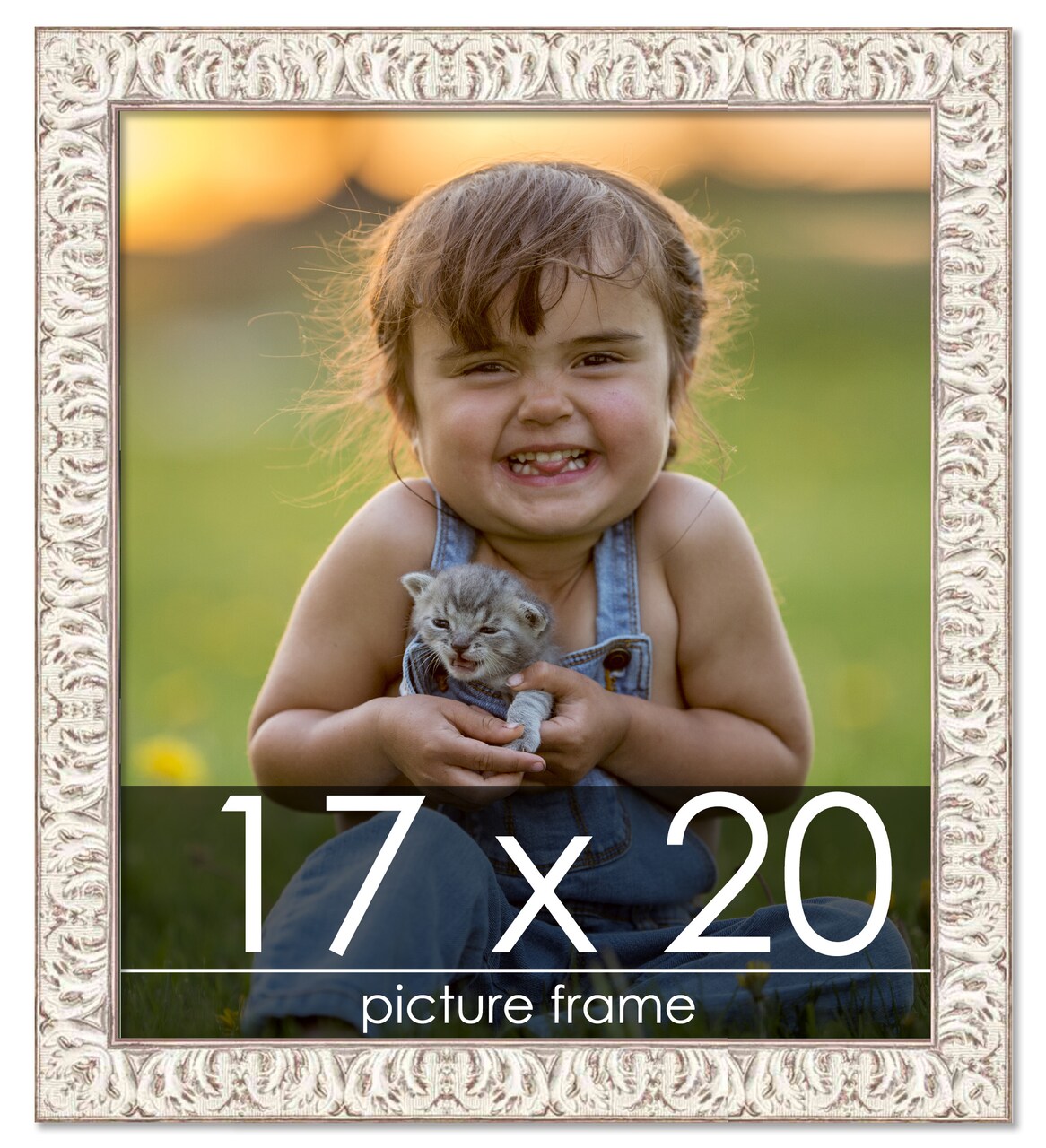 17x20 Refined White Picture Frame - UV Acrylic, Foam Board Backing, Hanging Hardware